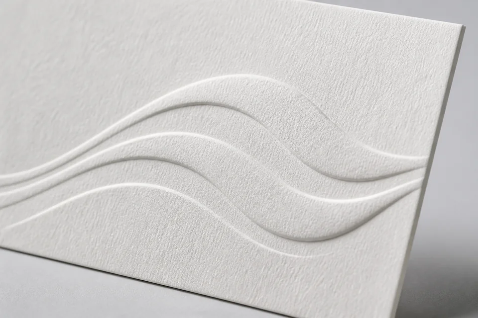 Embossed raised detail on premium paper