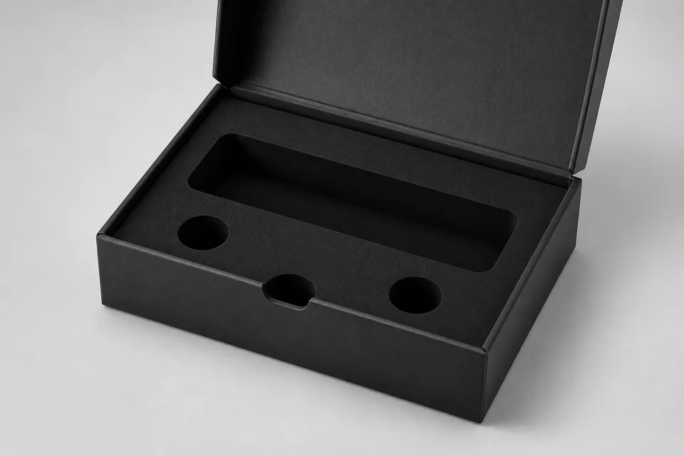 Precision-cut EVA foam insert inside a rigid box