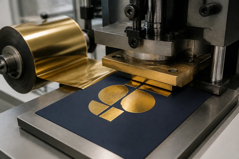 Foil stamping process on paper packaging