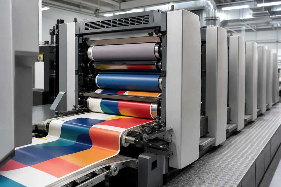 Offset printing press producing packaging sheets