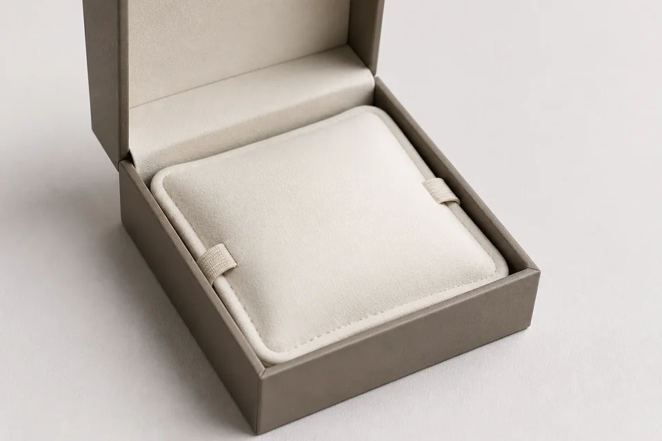 Fabric pillow insert inside a presentation box