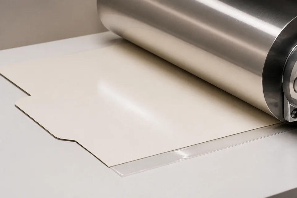 Clear protective lamination on printed carton board