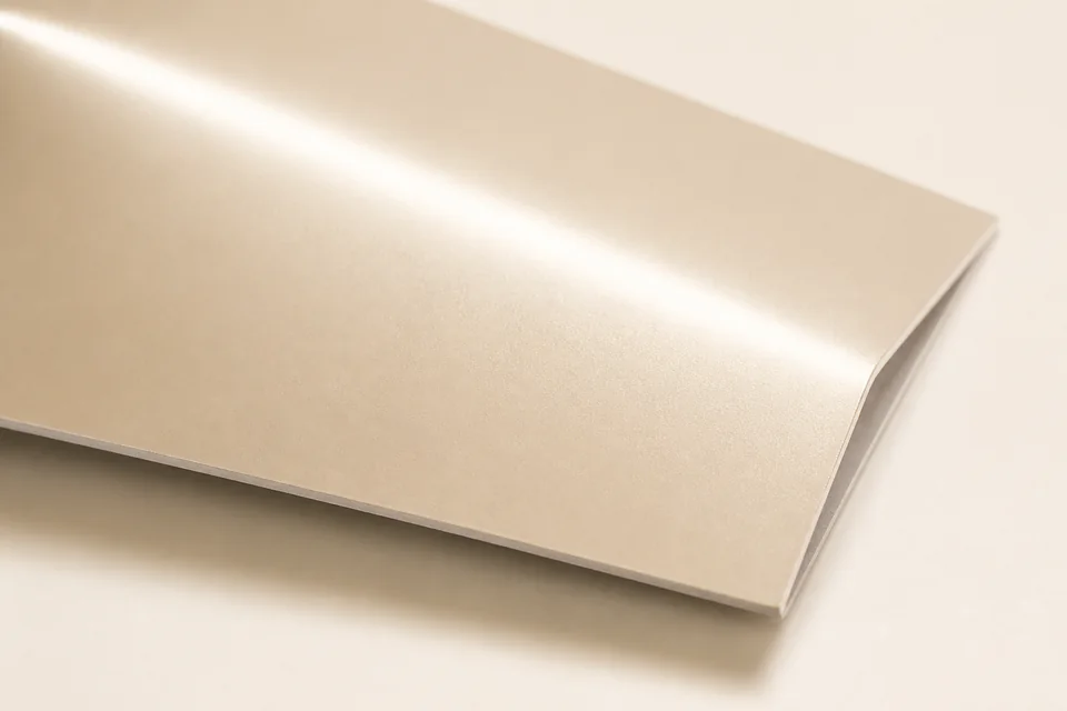 Silk lamination sample with low-glare surface
