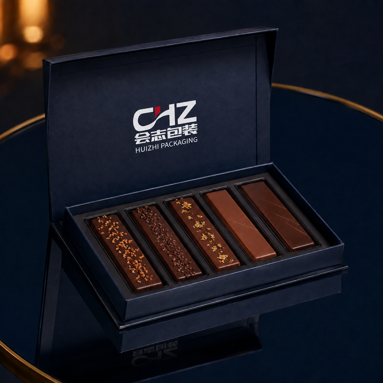 Navy Chocolate Two-Piece Box