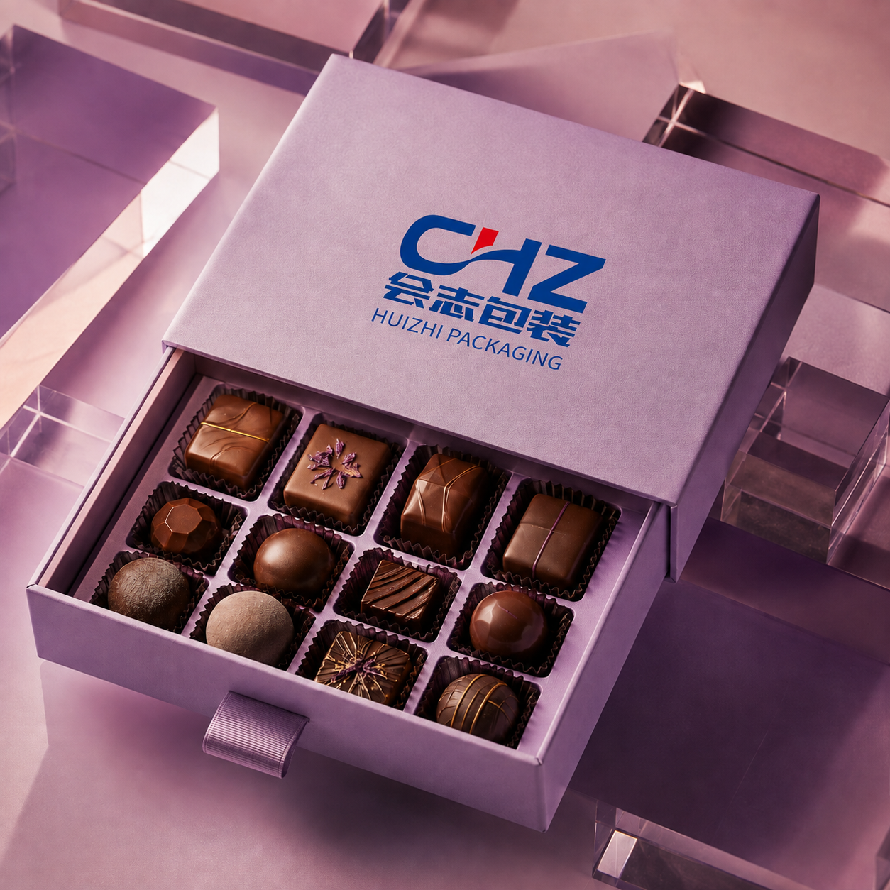 Lavender Chocolate Drawer Box